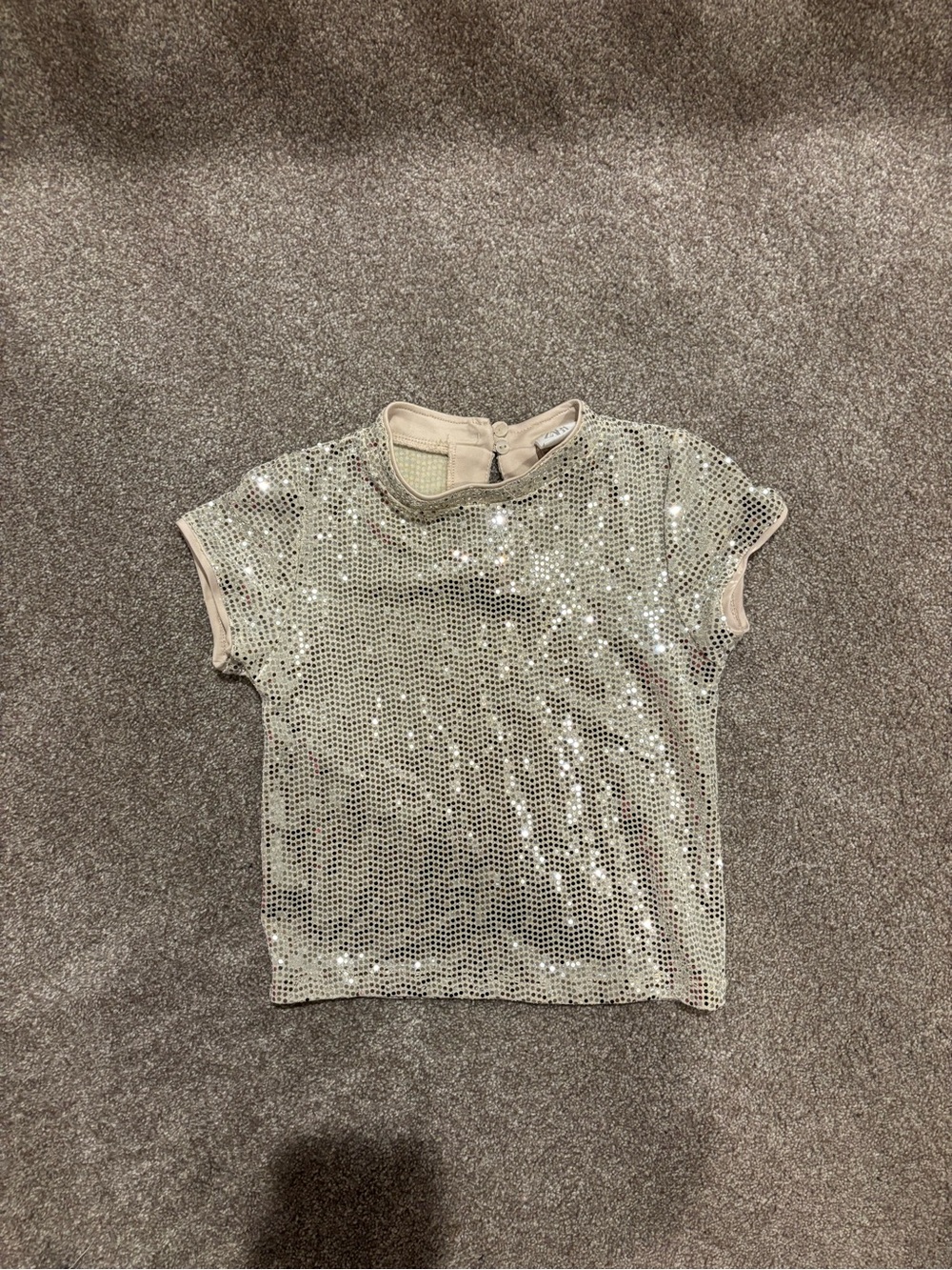 Zara Girls Sequin Short-Sleeve Top - Light Champagne